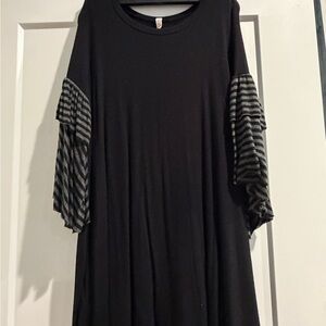 Black shirt with Striped Sleeves